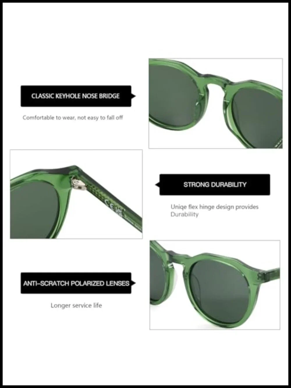 Vintage Round Polarized Sunglasses UV400 Protection TAC Lens